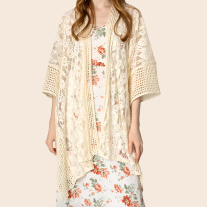 Floral Lace Knit Kimono