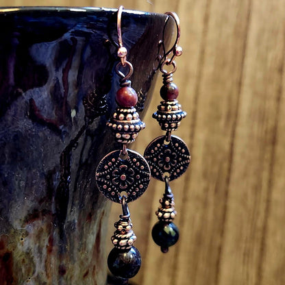 Dragon Blood Jasper and Red Jasper Copper Earrings