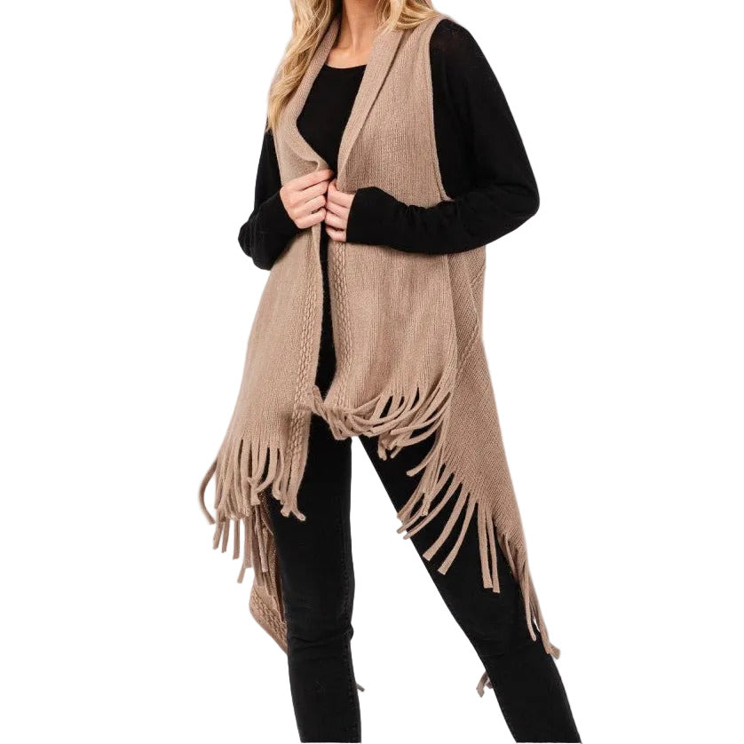 Soft Knit Vest with Fringe