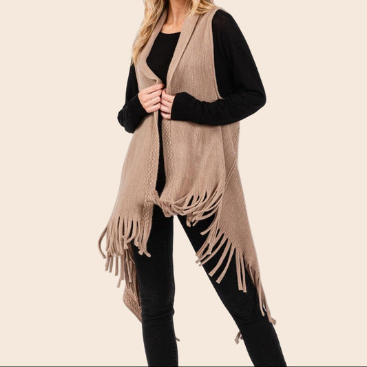 Soft Knit Vest with Fringe