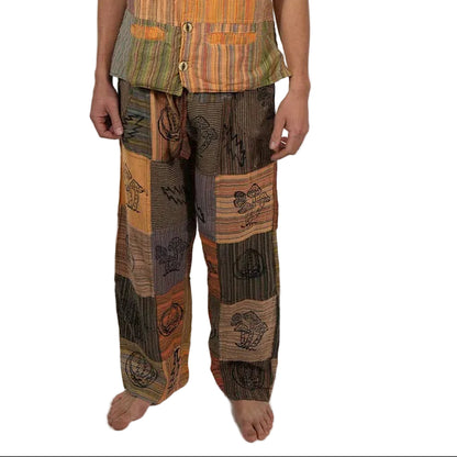 Hippie Cotton Striped  Patchwork Grateful Dead Men's Pants