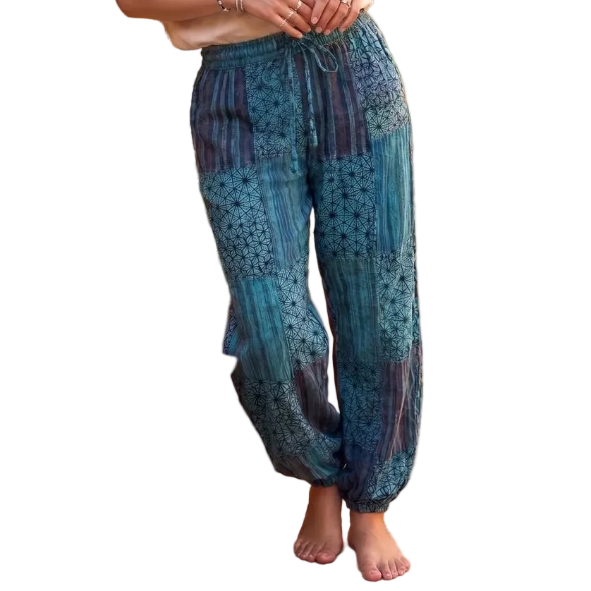 Patchwork Geometric Print Harem Pants