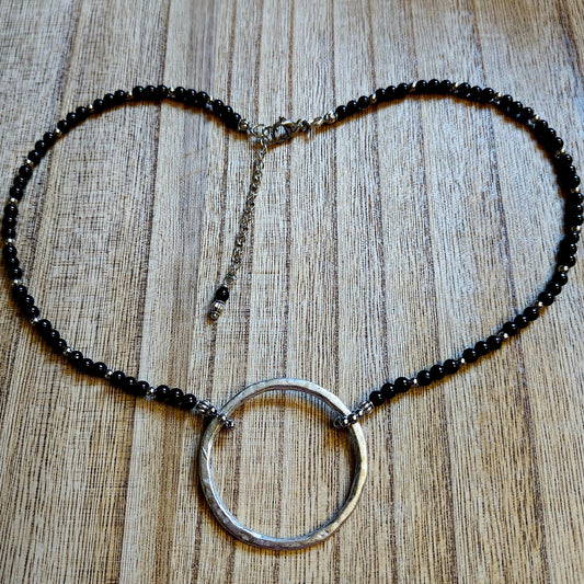 Black Onyx Large Ring Necklace