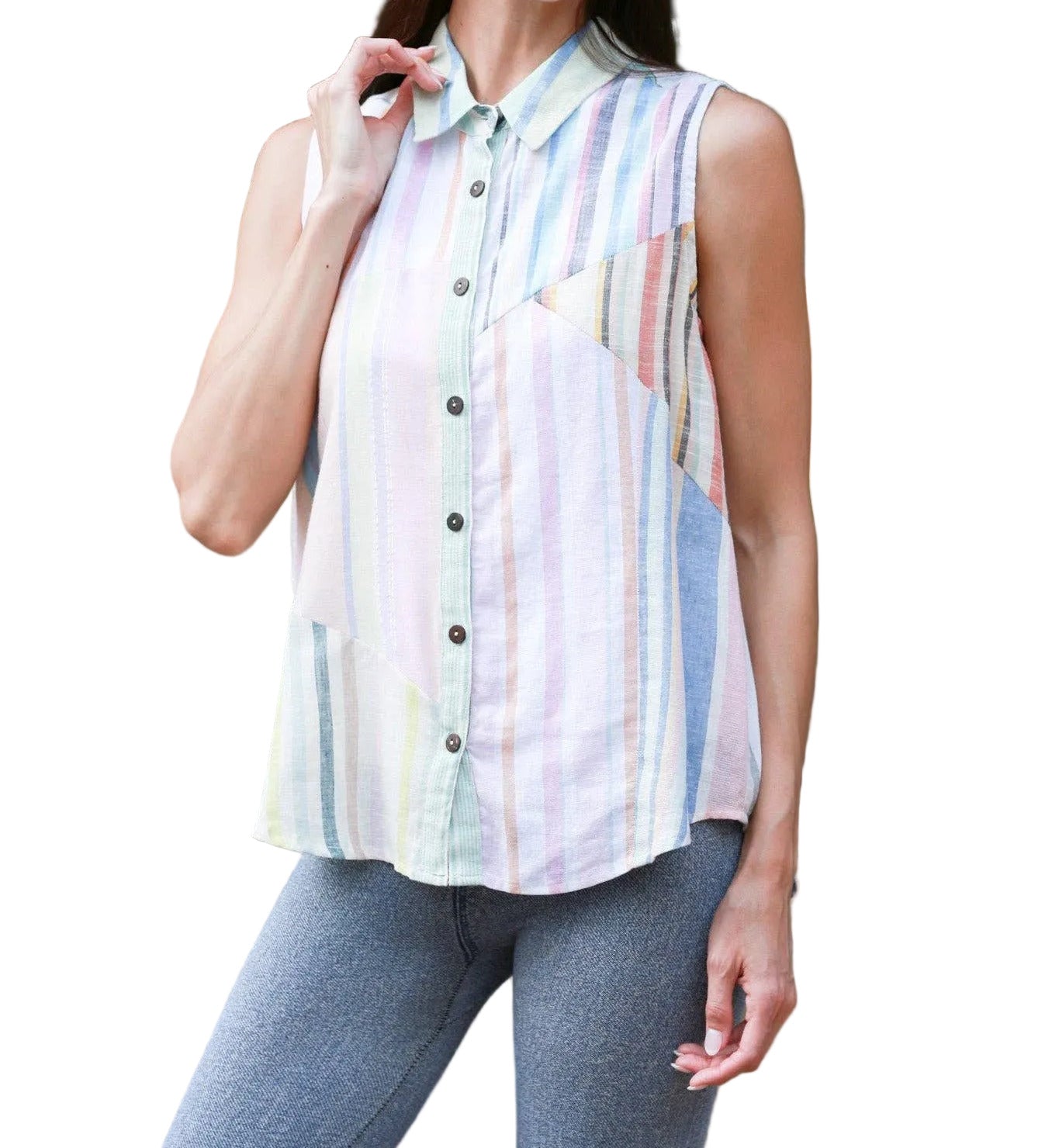 Ethereal Stripes Colored Patchwork Shirt