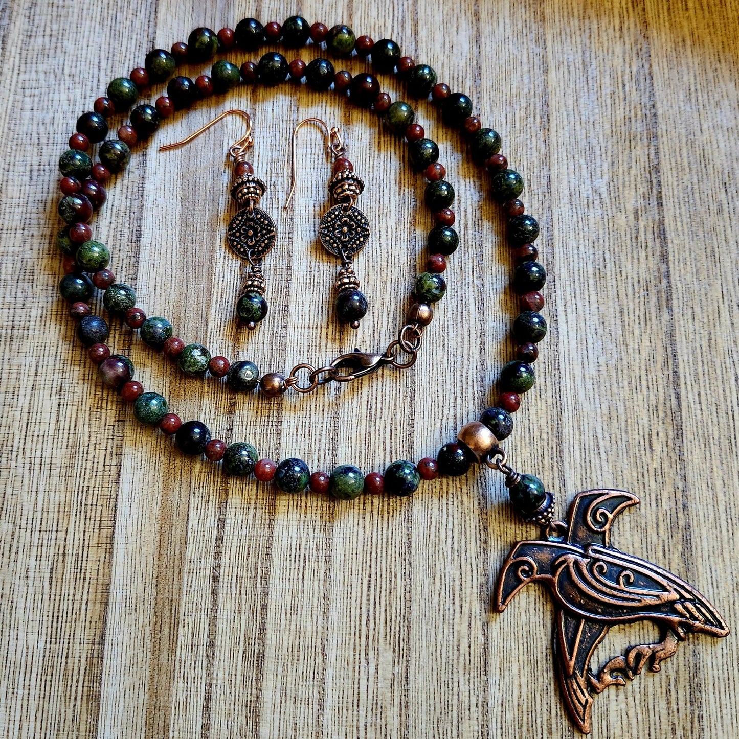 Dragon Blood Jasper and Red Jasper Copper Earrings