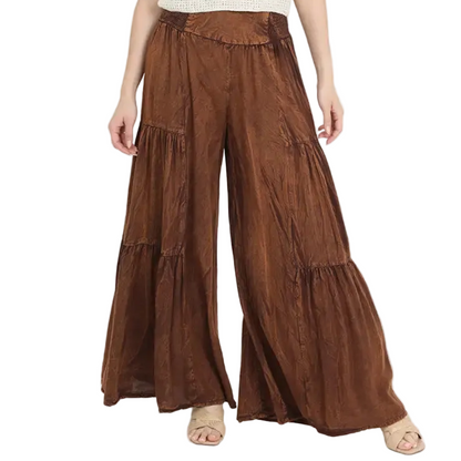 Tired-Side Stonewash Palazzo Pants