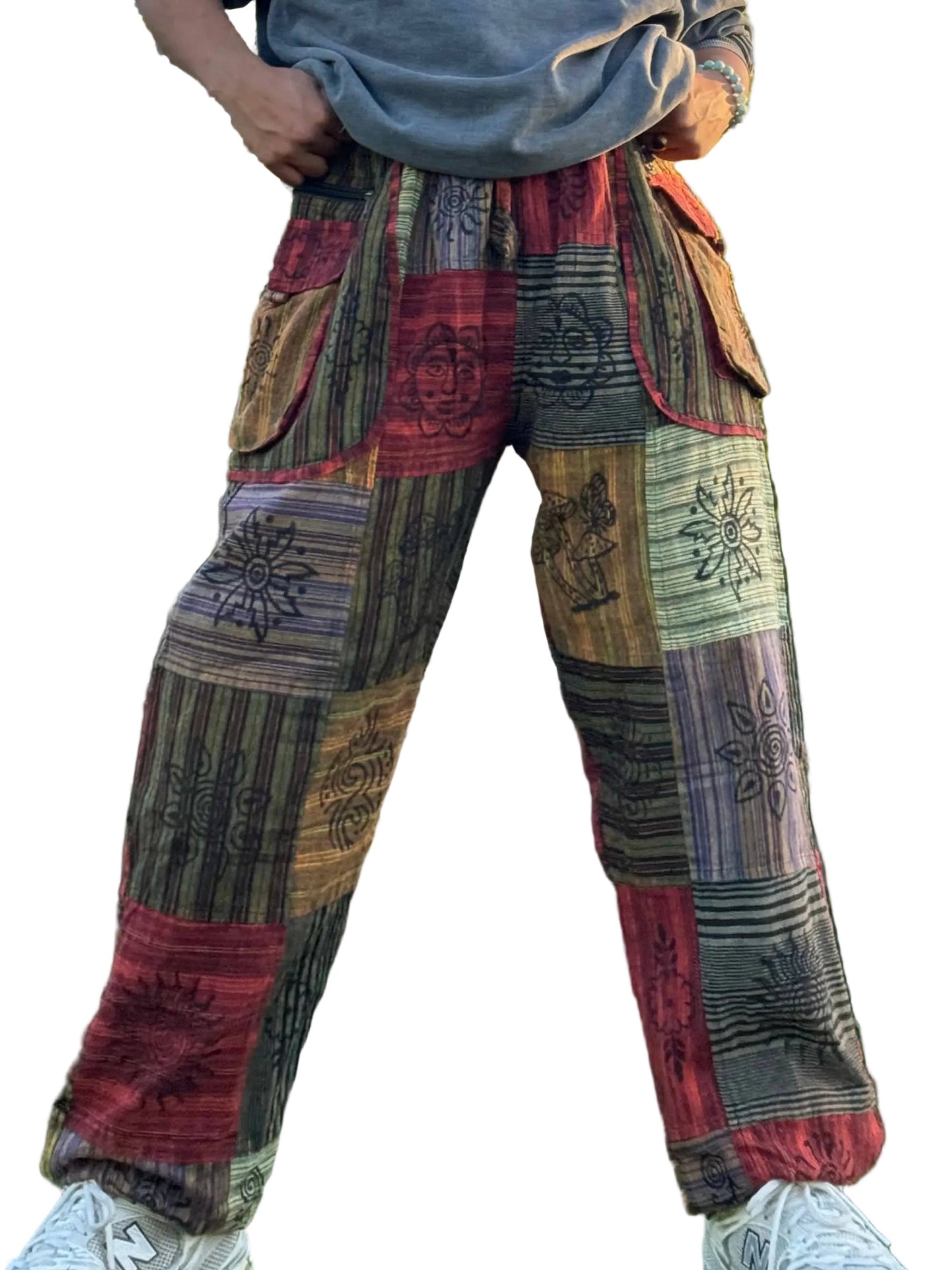 Earthy Patchwork Cargo Unisex Pants