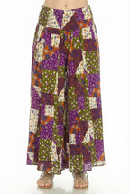 Mushroom Quilt Print Wide Leg Pants