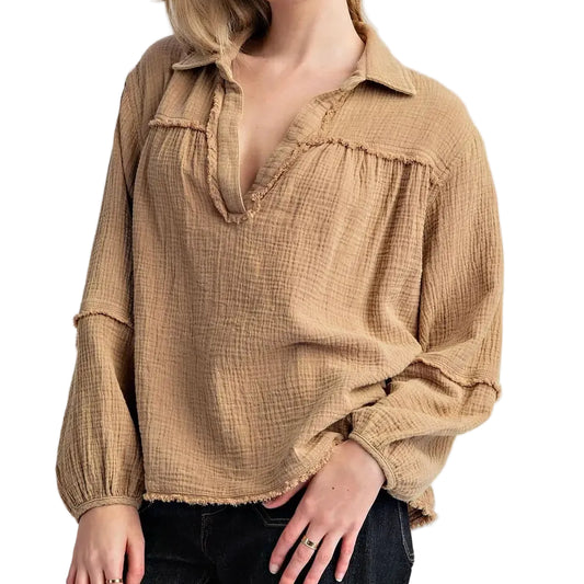 Mineral Washed Cotton Gauze Top