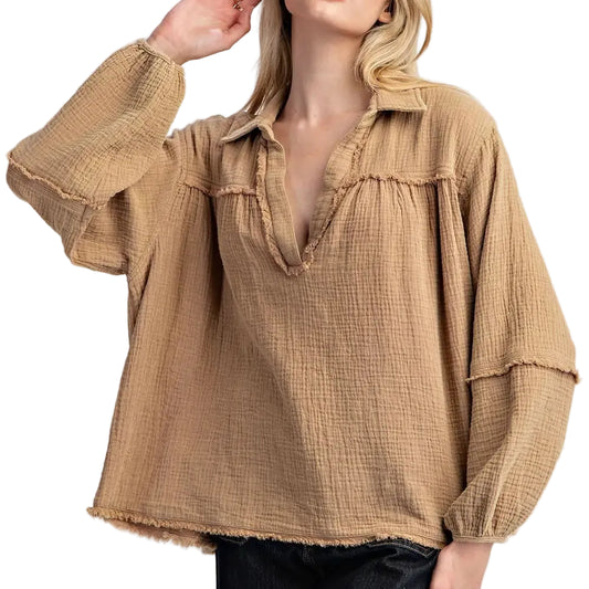 Mineral Washed Cotton Gauze Top