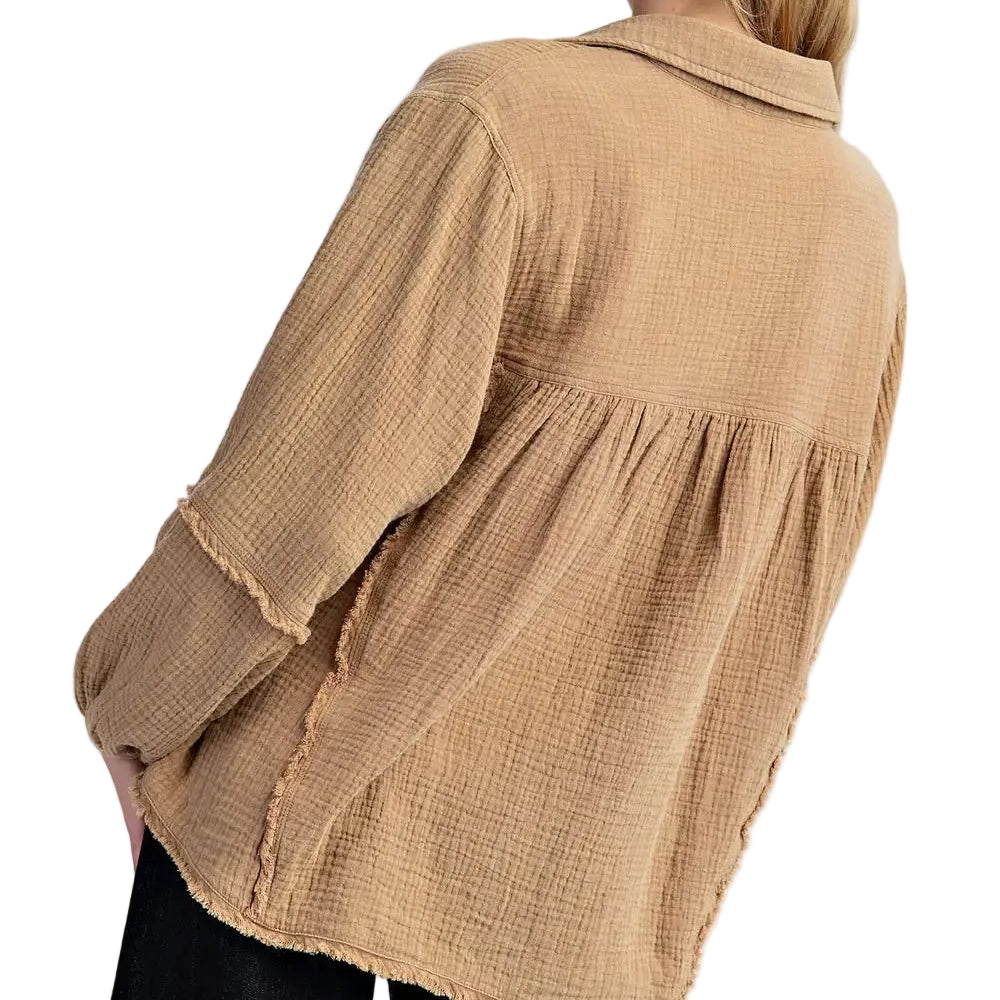 Mineral Washed Cotton Gauze Top