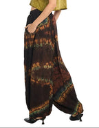 Brown and Black Tie-Dye Rayon Harem Pants