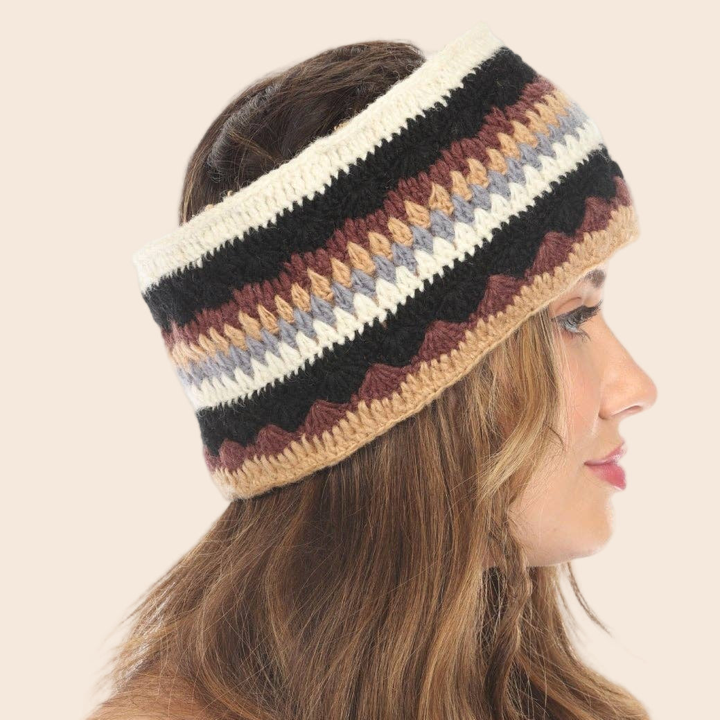 Woolen Motif Crocheted Headband