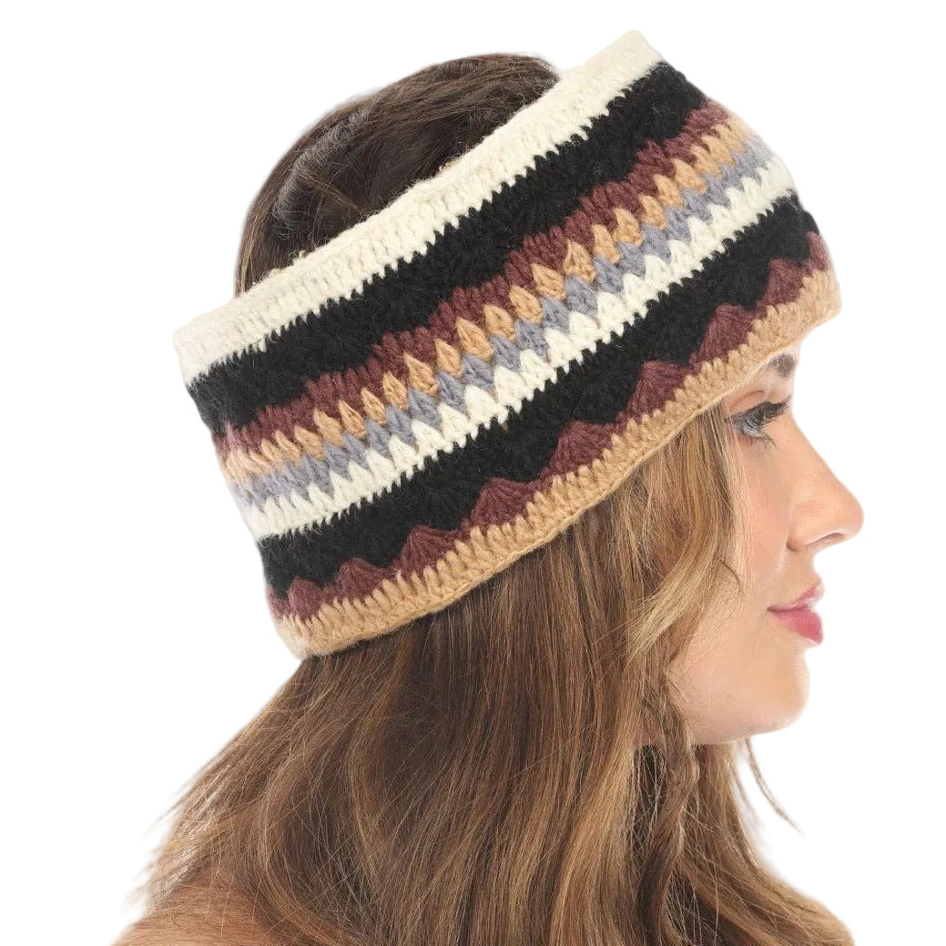 Woolen Motif Crocheted Headband