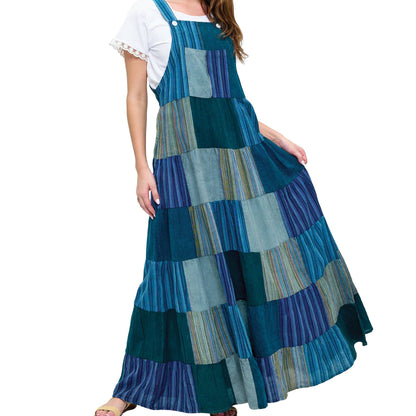 Hippie Boho Print Patchwork Overall Maxi Dress