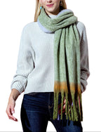 Olive Brushed Tassel Scarf