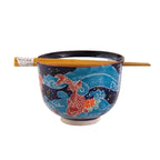 Koi Fish Design 18oz 5.25"D Bowl With Chopsticks Set
