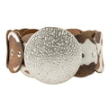 Western Inspired Faux Cowhide Large Round Buckle Belt