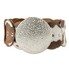 Western Inspired Faux Cowhide Large Round Buckle Belt