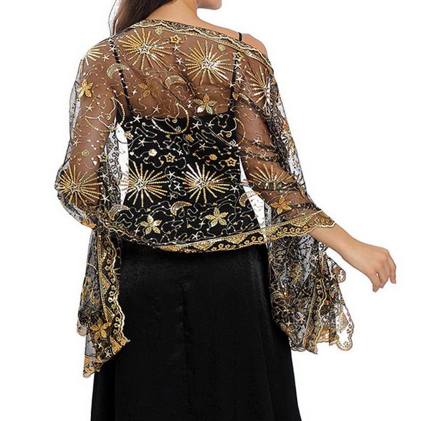 Sun and Moon Embroidered Shawl