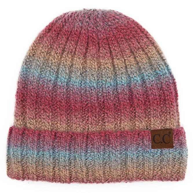 Ombre Cable Knit Beanie with Cuff Winter Hat