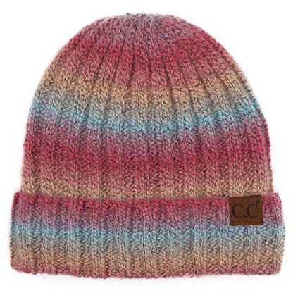 Ombre Cable Knit Beanie with Cuff Winter Hat