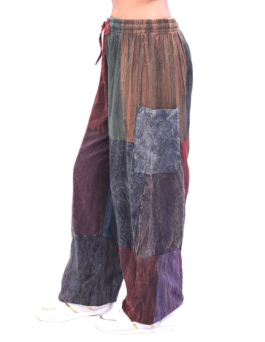 Boho Hippie Stonewashed Patchwork Harem Pants