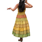 Multicolor Convertible Cotton Patchwork Maxi Skirt Dress