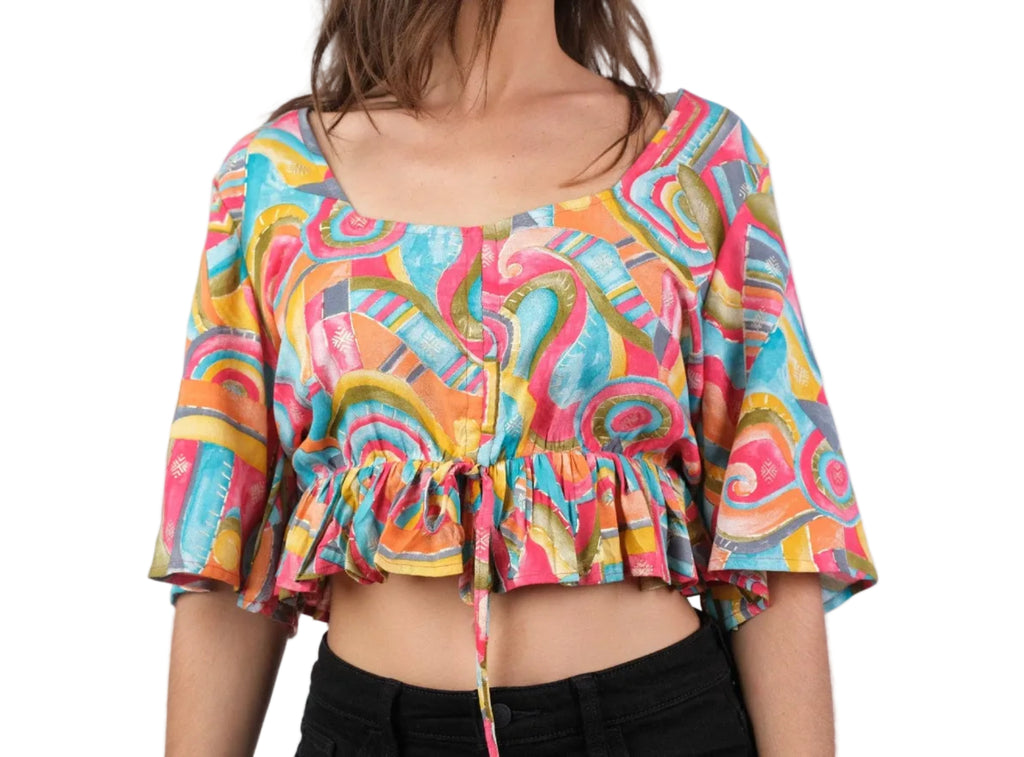Abstract Patterned Crop Top