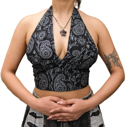 Reversible Boho Paisley Cotton Halter Bralette Top