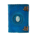 Blue Leather Embossed Journal with Quartz stone