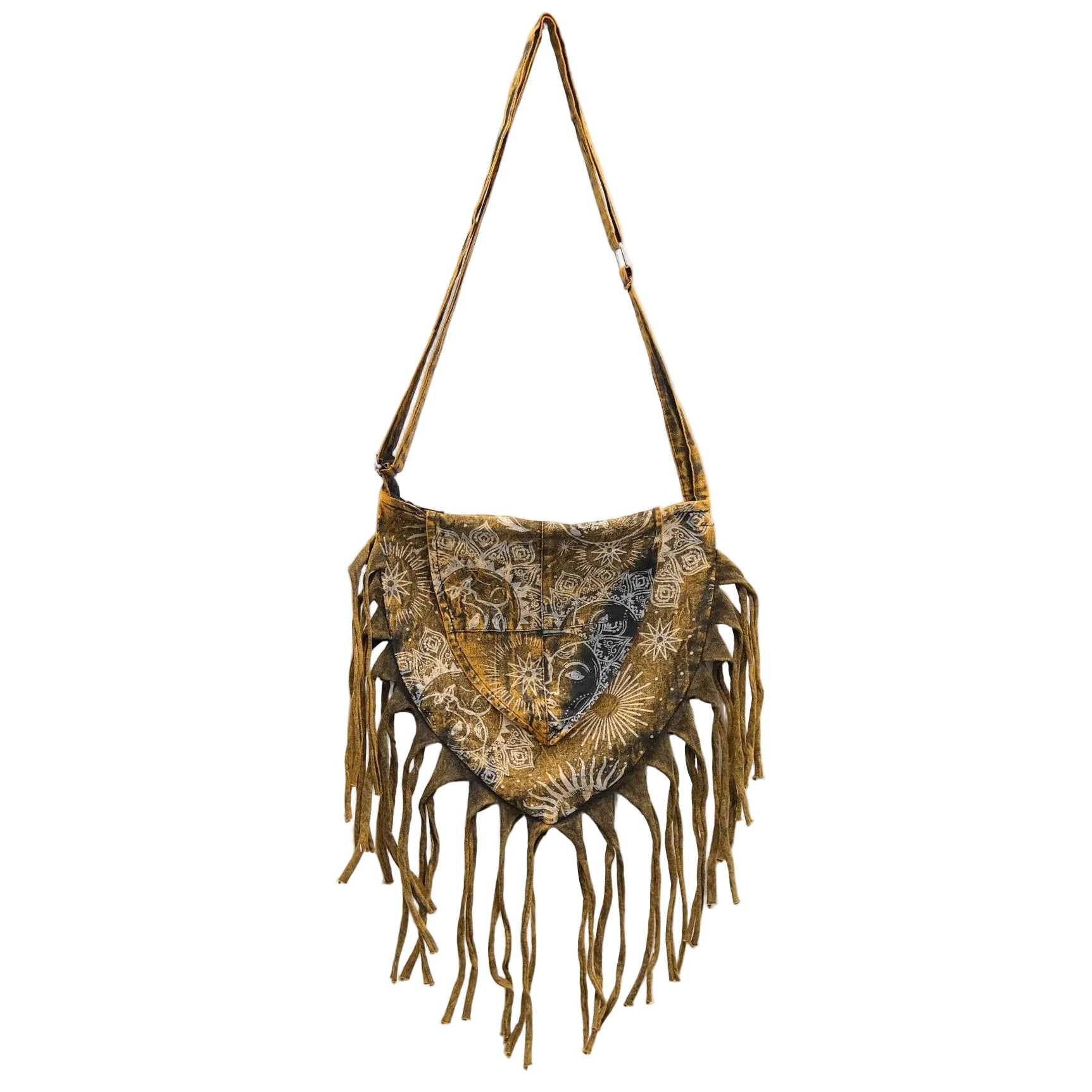 Celestial Stonewashed Crossbody Fringe Bag