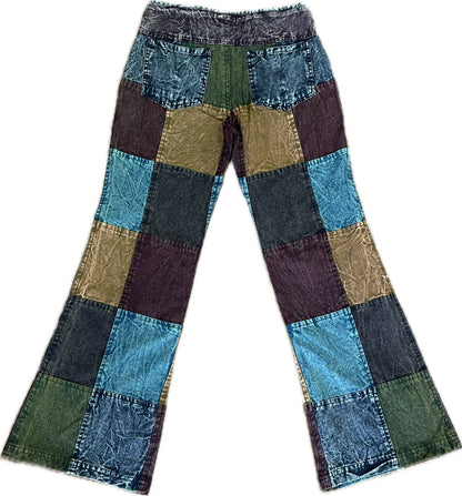 Cotton Patchwork Flare Pants