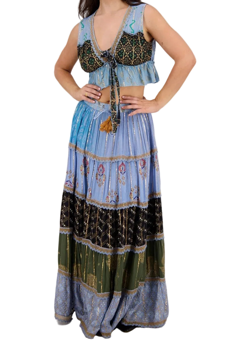 Lurex Rayon Matching Skirt and Top Set