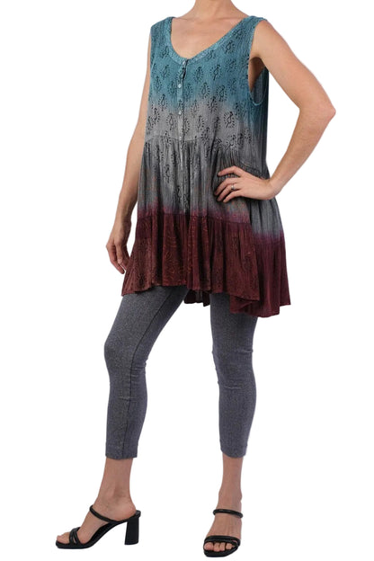 Blockprint Ombre Flared Top