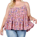 Plus Size Top Floral Paisley Print Ruffle Cami