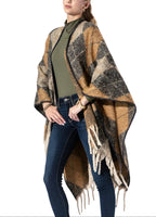 Argyle Pattern Fringe Kimono