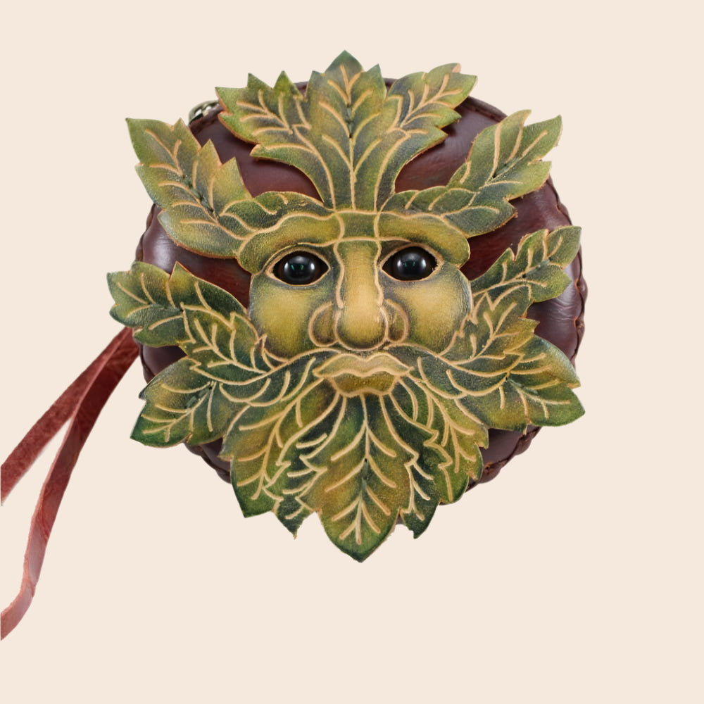Green Man Wristlet leather coin purse wallet