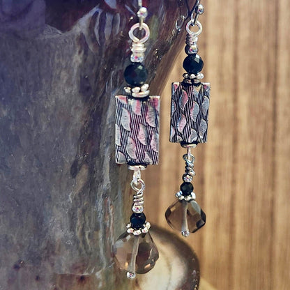 Smokey Quartz and Onyx Earrings