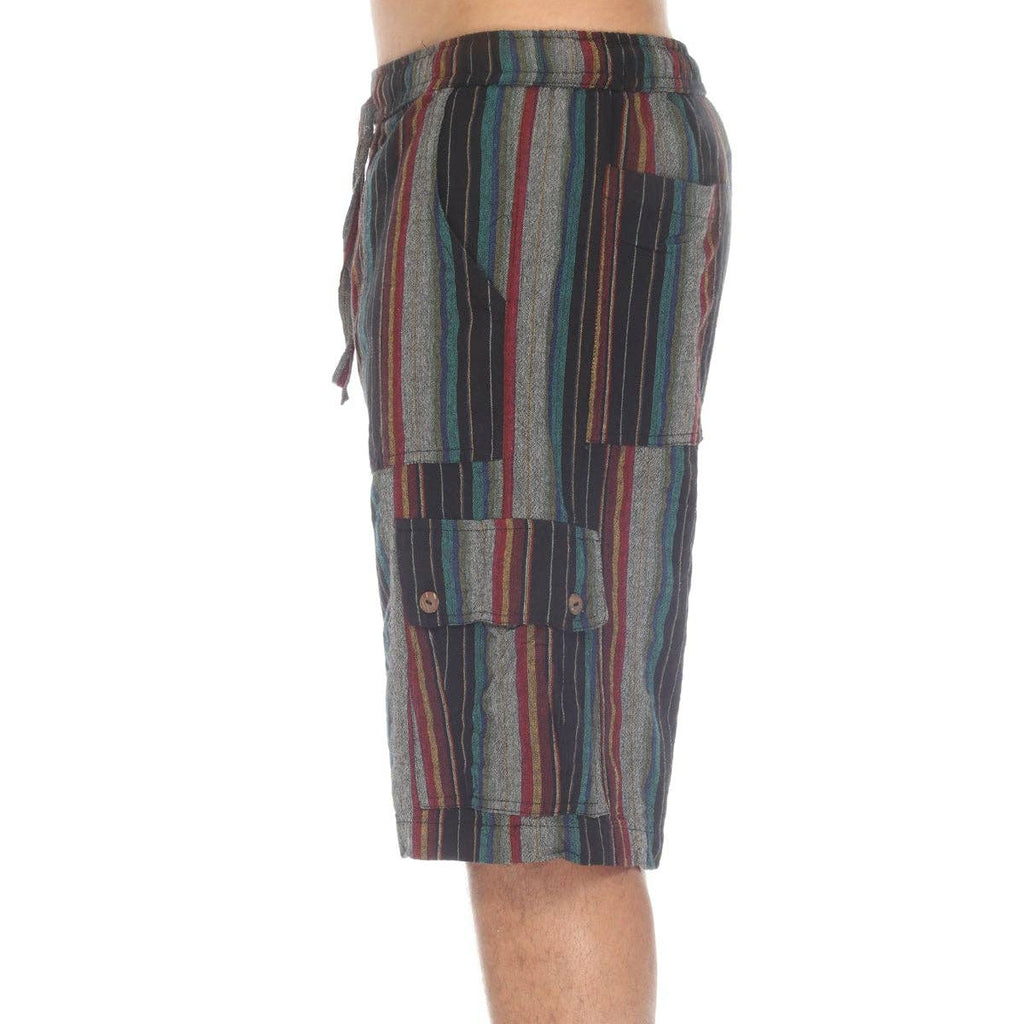 Stripe Cotton Cargo Pocket Shorts