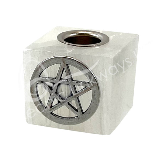 Selenite Pentagram Chime Candle Holder