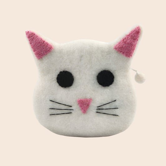 White Cat face shape coin purse