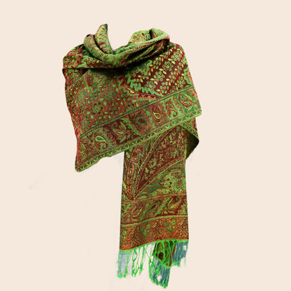 Metallic Paisley Printed Pashmina Scarf Shawl