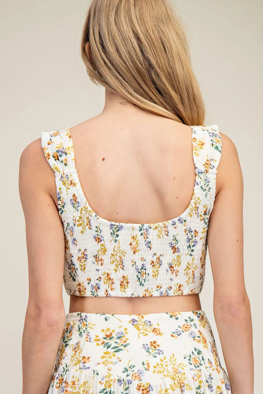 Floral Printed Sleeveless Crop Top