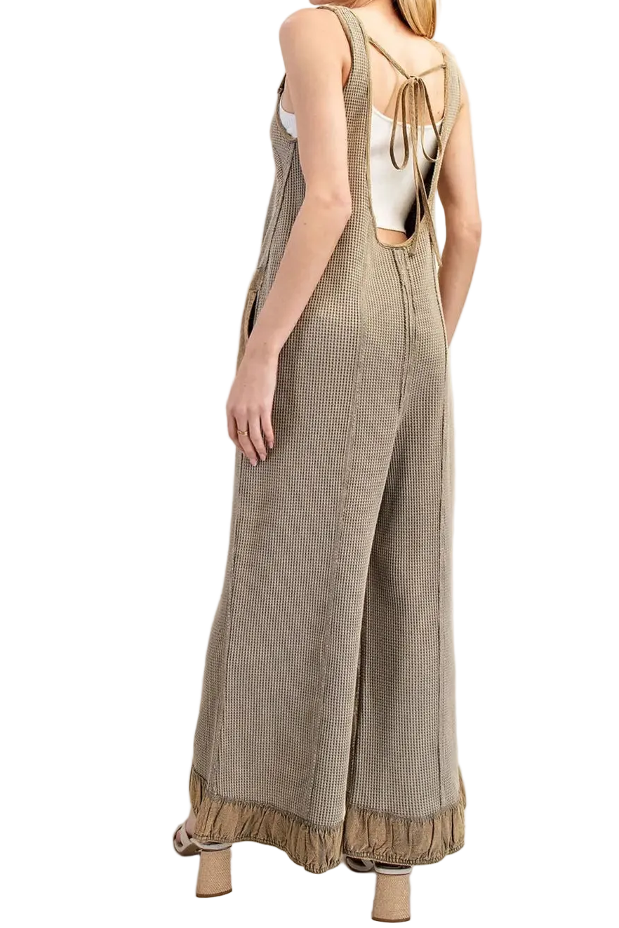 Snow Washed Waffle Knit Jumpsuit