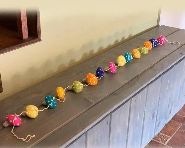 Wool Felted Mushroom Garland