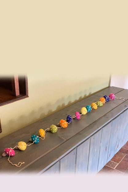 Wool Felted Mushroom Garland