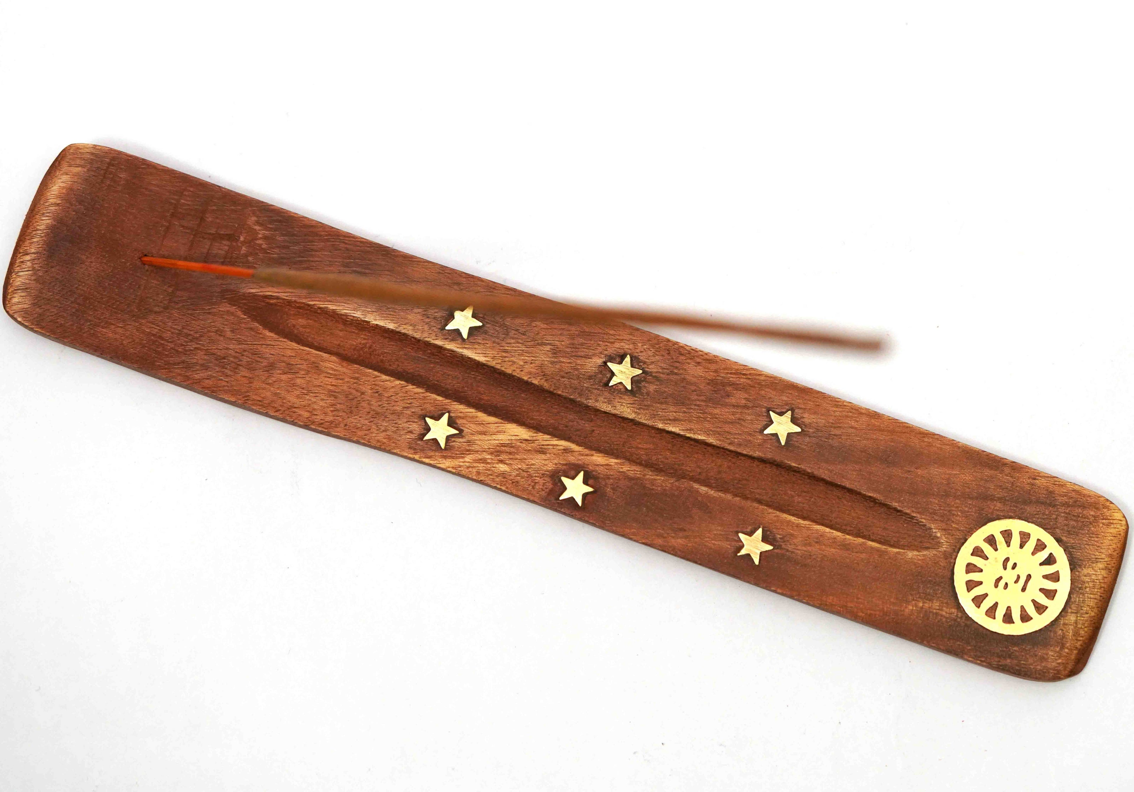 Wooden Sun Face Incense Ash Catcher Mini  8"
