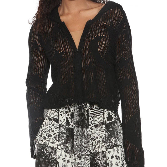 Celestial Lacy Cropped Zip Hoodie