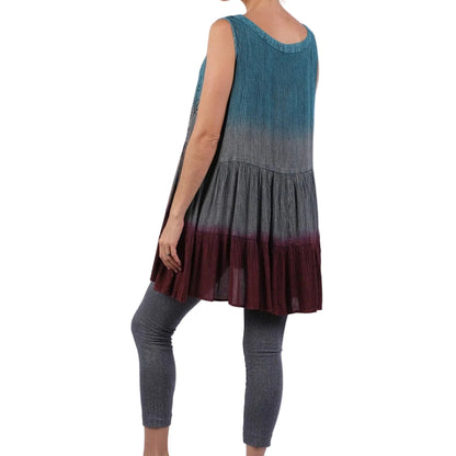 Blockprint Ombre Flared Top